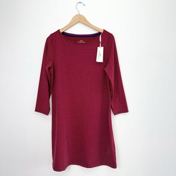 Vineyard Vines Women’s Boatneck Striped Sankaty UPF 50+ Red/Navy - Picture 2 of 12